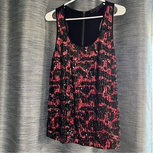 Forever 21 - Black and Red Sequin Top with Zipper back - Size Large L